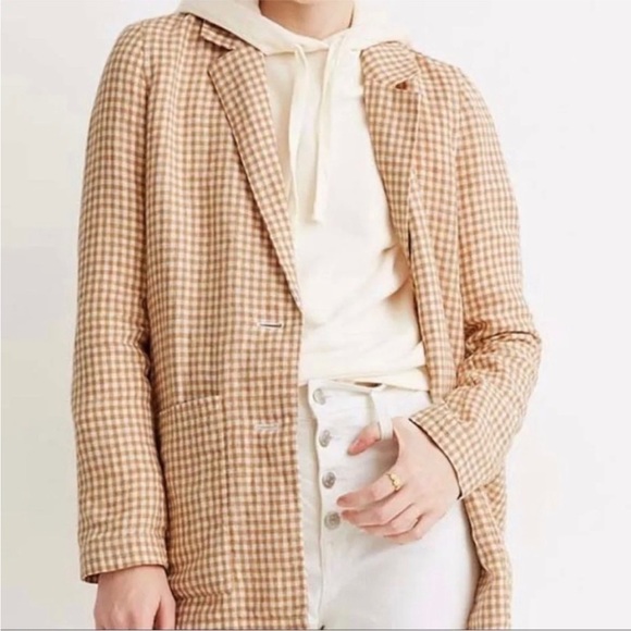 Madewell Linen Dorset Blazer in Gingham Check Plaid size S - Picture 5 of 15